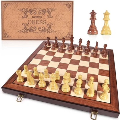 20'' x 20'' Wooden Chess Set with High Polymer Weighted Chess Pieces - 3.75''... - Image 1 of 4