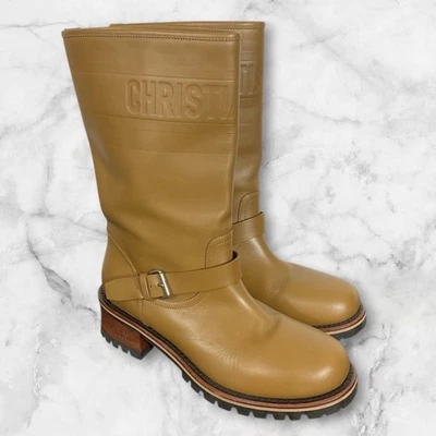 BOTA DE MOTO CHRISTIAN DIOR QUEST CUERO MEDIA PANTORRILLA TALLA 40~$1650 Foto 1 de 4