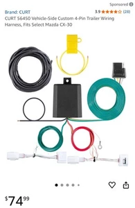 CURT 2020-2025 Mazda CX-30 All Custom Wiring Harness, 4-Way Flat Output - Picture 1 of 7