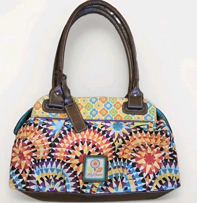 Lily Bloom Purse Tote Shoulder Handbag Floral Geometric Colorful Bright Artsy - Image 1 of 4