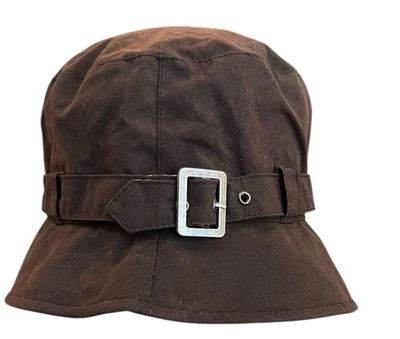 Sombrero de cubo M&S marrón chocolate para damas detalle de hebilla plateada forrado pequeño mediano Foto 1 de 4