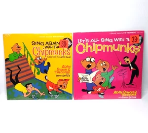 The Chipmunks Let's All Sing With, Sing Again 1961 David Seville Vinyl Lot (2) - Bild 1 von 8