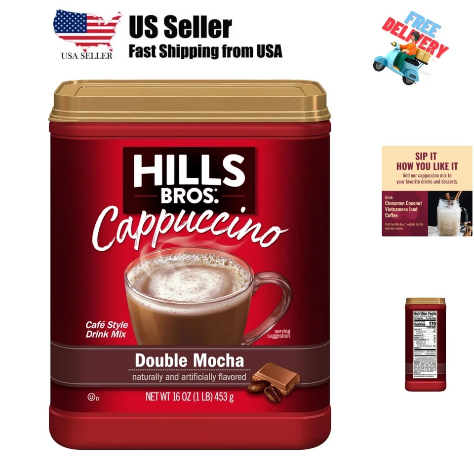 Hills Bros Double Mocha Cappuccino 16 Oz Plastic Container
