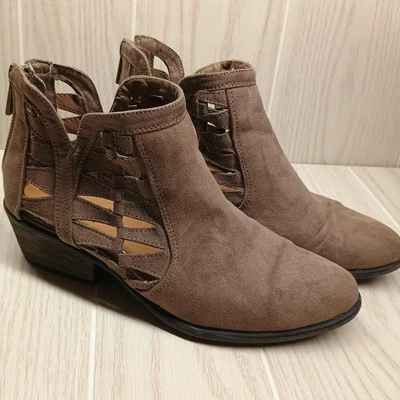 Botines BAMBOO Mujer Sadie-35S Talla 6 Marrón Tacón Cubano Cremallera Geométrico Foto 1 de 4