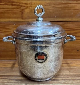 Vintage Sheridan Silver Plated EP Brass taunton Ice Bucket Milk Glass Ford 25th - Picture 1 of 16