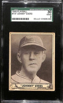1940 Play Ball #174 Johnny Evers HOF  SGC 30 GOOD 2 C100004 - Image 1 of 3