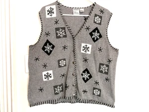 Chaleco Suéter CJ Banks Mujer 1X Plus Gris Copo de Nieve Botón Sin Mangas - Imagen 1 de 5