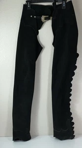 Leather Chaps Women's Hand Crafted Suede Pants Western Wear size S/M Black - Picture 1 of 23