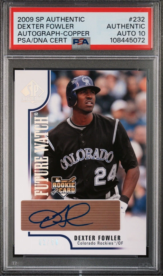 Auténtico cobre SP 2009 #232 Dexter Fowler novato/50 auténtico Auto PSA 10 POP 1! Foto 1 de 3