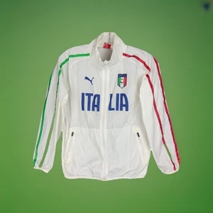 Puma Italia Walk Out Anthem Team Jacket FIFA 2014 Soccer Boys M White Striped - Picture 1 of 12