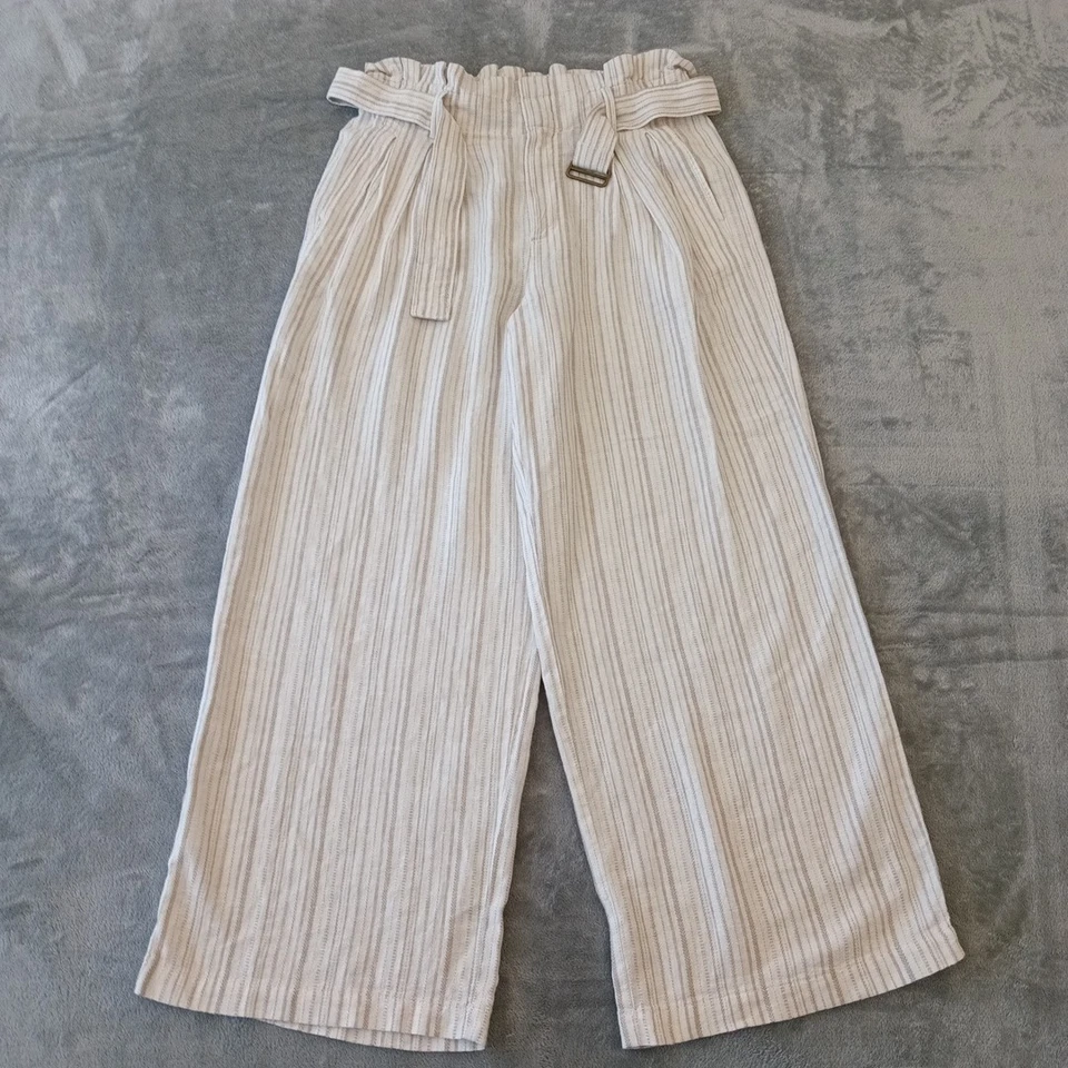 Banana Republic Ankle Pants Womens Size 6 Petite Beige Striped Wide Leg 28x27.5 - Image 1 of 4