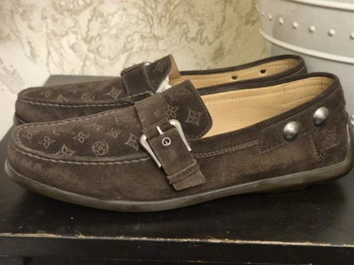 RARO Auténtico Louis Vuitton Monograma Marrón Gamuza Mocasines EU42.5/US9.5  Foto 1 de 4