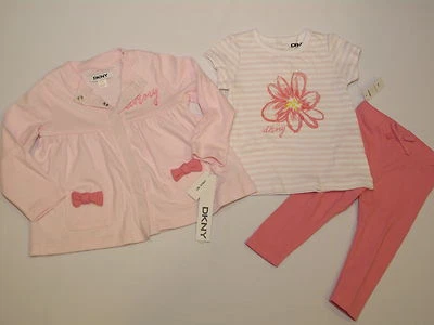 NWT DKNY 3pc set jacket long sleeve GIRL size 24M pink - Image 1 of 4