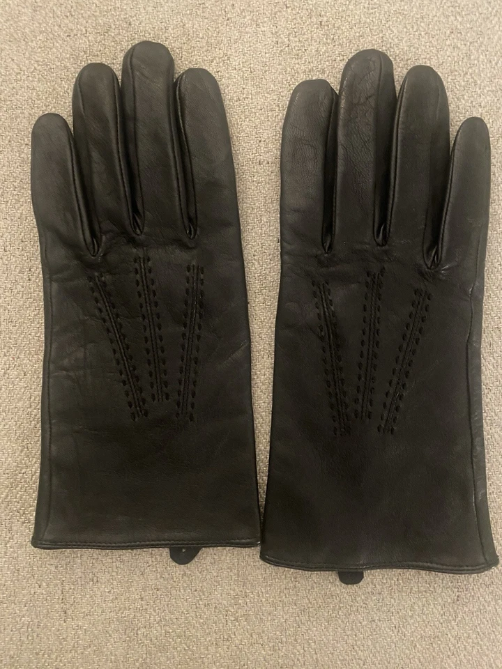 Guantes clásicos de cuero Topstitch negros con forro de poliéster, talla XL Foto 1 de 4