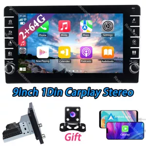 9''1Din 2+64G Android 12 Car Radio Stereo Carplay Auto Link BT WiFi GPS FM+Cam - Picture 1 of 17