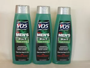 3 Alberto VO5 New Men's 3 In 1 Fresh Energy Shampoo Condition Body Wash 12.5 Oz - Picture 1 of 1
