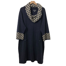 Jessica Howard Sweater Dress Women 1X Blue Cowl Neck Stitch Pattern