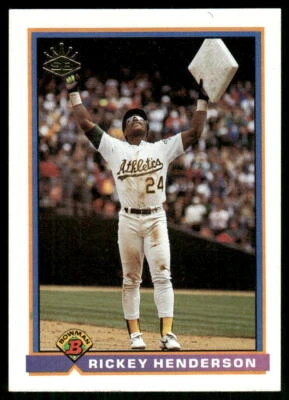 1991 Bowman #692 Rickey Henderson Leader Stolen Bases Oakland Athletics HOF - Image 1 of 2