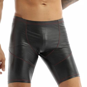 Sexy Hombres Wetlook Cuero Sintético Boxer Pantalones Cortos Entrenamiento Calientes Gimnasio Calzas Pantalones - Imagen 1 de 7