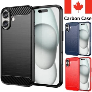 For iPhone 16 / 16 Plus / 16 Pro Max / 16e - Case Carbon Fiber Shockproof Cover - Photo 1 sur 10