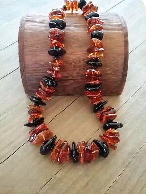 BALTIC AMBER Freeform Necklace, Large Multi Amber Necklace CHUNKY AMBER NECKLACE - Image 1 of 3