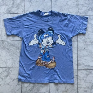 Vintage Mickey Mouse Shirt Adult Size XL Blue Single Stitch 90s By Jerry Leigh - Picture 1 of 12