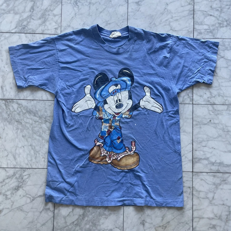 Vintage Mickey Mouse Shirt Adult Size XL Blue Single Stitch 90s By Jerry Leigh - Image 1 of 4