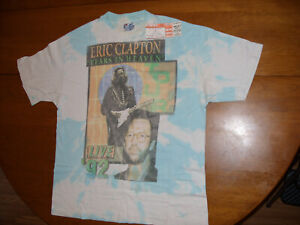 Rare Vintage Eric Clapton 1992 Tears In Heaven Tour Concert Shirt w/ Ticket