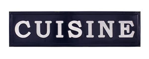 Kitchen Cuisine Metal Sign Iron Plaque Blue White Distressed French 91cm Long - Picture 1 of 1