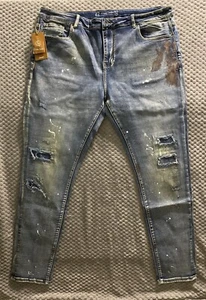 Crysp Denim Men’s Atlantic Denim Blue Distressed Jeans Size 42x32 New With Tags - Picture 1 of 18