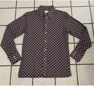 Vintage Herrenhemd Hippie Polyester langärmelige Knöpfe THANE Disco NEU 1970er Jahre M - Bild 1 von 4