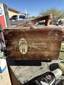 VINTAGE ESQUIRE RUSTIC PECAN SHOE CARE CHEST ,BRUSHES,BUFFER = OTHER - Picture 1 of 5