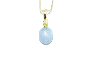 14K Yellow Gold 3.35CT Blue Star Sapphire & Yellow Diamond Pendant - Picture 1 of 12