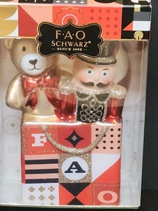 FAO schwarzer Weihnachtsschmuck Spielzeug Soldat Bär Geschenktüte mundgeblasenes Glas NEU - Bild 1 von 13