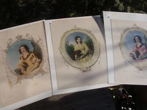 LOT  3 ANTIQUE HAND COLORED FRENCH FASHION PRINTS 10.75 X 14  W.P. FRITH 1800'S - Picture 1 of 12