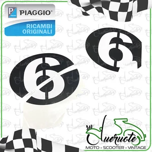 ADESIVO NUMERO 6 CARENA COFANO LATERALE STEMMA PER VESPA SEI GIORNI 300 GTV GTS - Foto 1 di 3