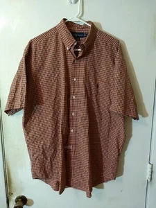 Ralph Lauren Mens Blake Orange Plaid Short Sleeve Button Shirt Size: XL #MT53+7 - Bild 1 von 4