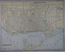 1898 Cram's Atlas Map ~ TORONTO, CANADA ~ Free S&H ~ (11x14)