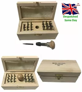 18 Punches Bezel Setting Tool Kit Stone Setting Burnishers in Wooden Box - Picture 1 of 4