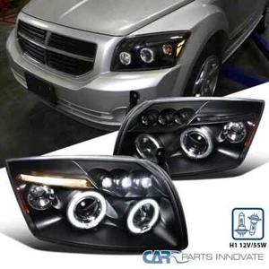 Se adapta a 07-12 Dodge Caliber negro mate LED doble halo proyector faros lámparas - Imagen 1 de 13
