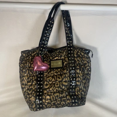 Betseyville Studded Leopard Print Tote Bag Purse Satchel - Image 1 of 4