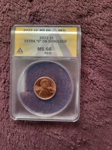 2023 One Cent Extra V on Shoulder -grade 66 - ANACS - Picture 1 of 2