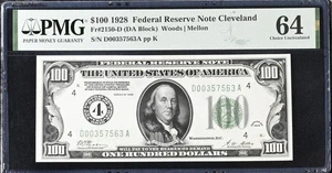 $100 1928 Federal Reserve Note Cleveland Fr#2150-D (DA Block) Woods | Mellon - Picture 1 of 2