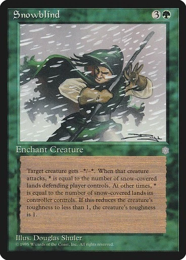 Snowblind LP Ice Age Green Rare Enchant Creature Card - Image 1 of 1