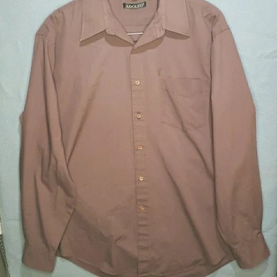 Camisa de vestir Adolfo para hombre calce atlético púrpura manga larga 16 1/2-34/35 abotonada Foto 1 de 4