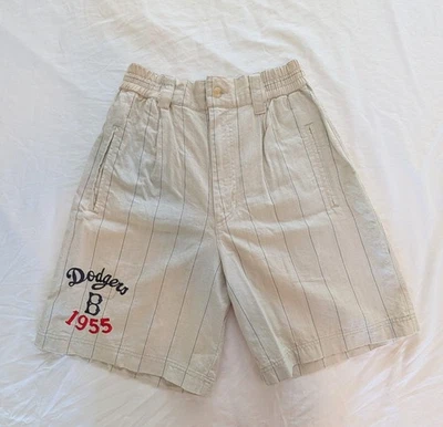 20 世纪 90 年代复古 1955 年布鲁克林道奇队细条纹短裤幻影第一弦小号 — 第 1/4 张图片