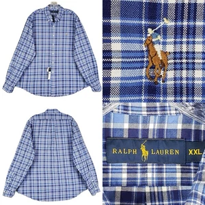 Polo Ralph Lauren camicia Oxford abbottonata uomo taglia XXL blu bianco quadri nuova - Foto 1 di 13