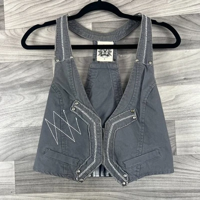 Chaleco Miss Me De Colección Para Mujer L (M) Gris Steampunk Utilitario Adornado Grunge Y2K Foto 1 de 4