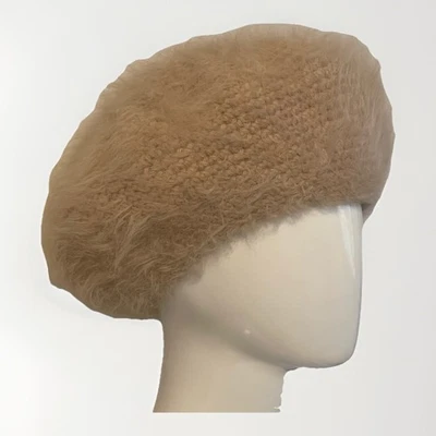 Sombrero holgado boina borrosa mezcla lana angora beige vintage años 60 para mujer Foto 1 de 4