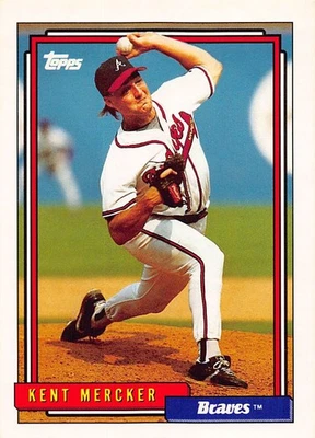 Kent Mercker 1992 Topps 596 Atlanta Braves Baseball Card - Image 1 of 2